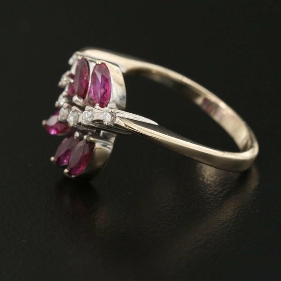 MADE IN ITALY / Diamond & Ruby Designer Ring / 18K Gold - Picture 3 of 4